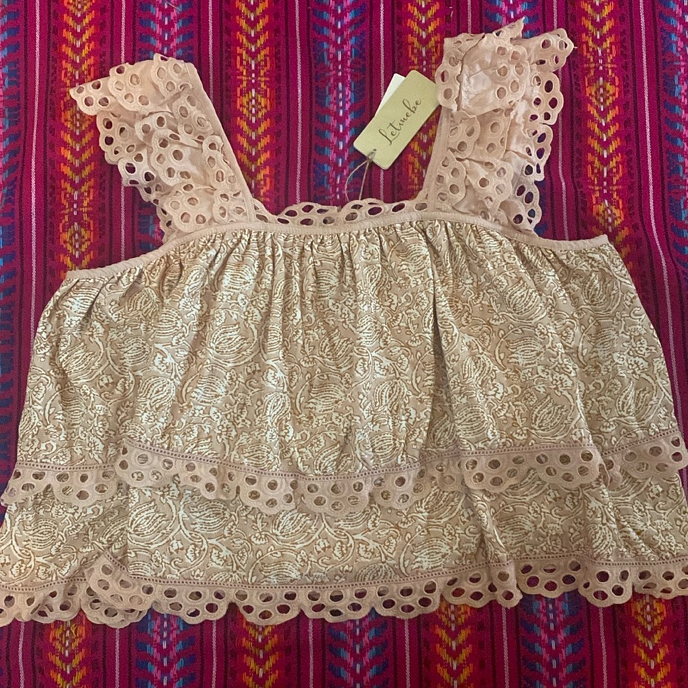 Anthropologie Letinebe brand ruffle tank top size XL